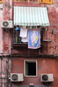 Laundry airing on the street in Naples, Italy