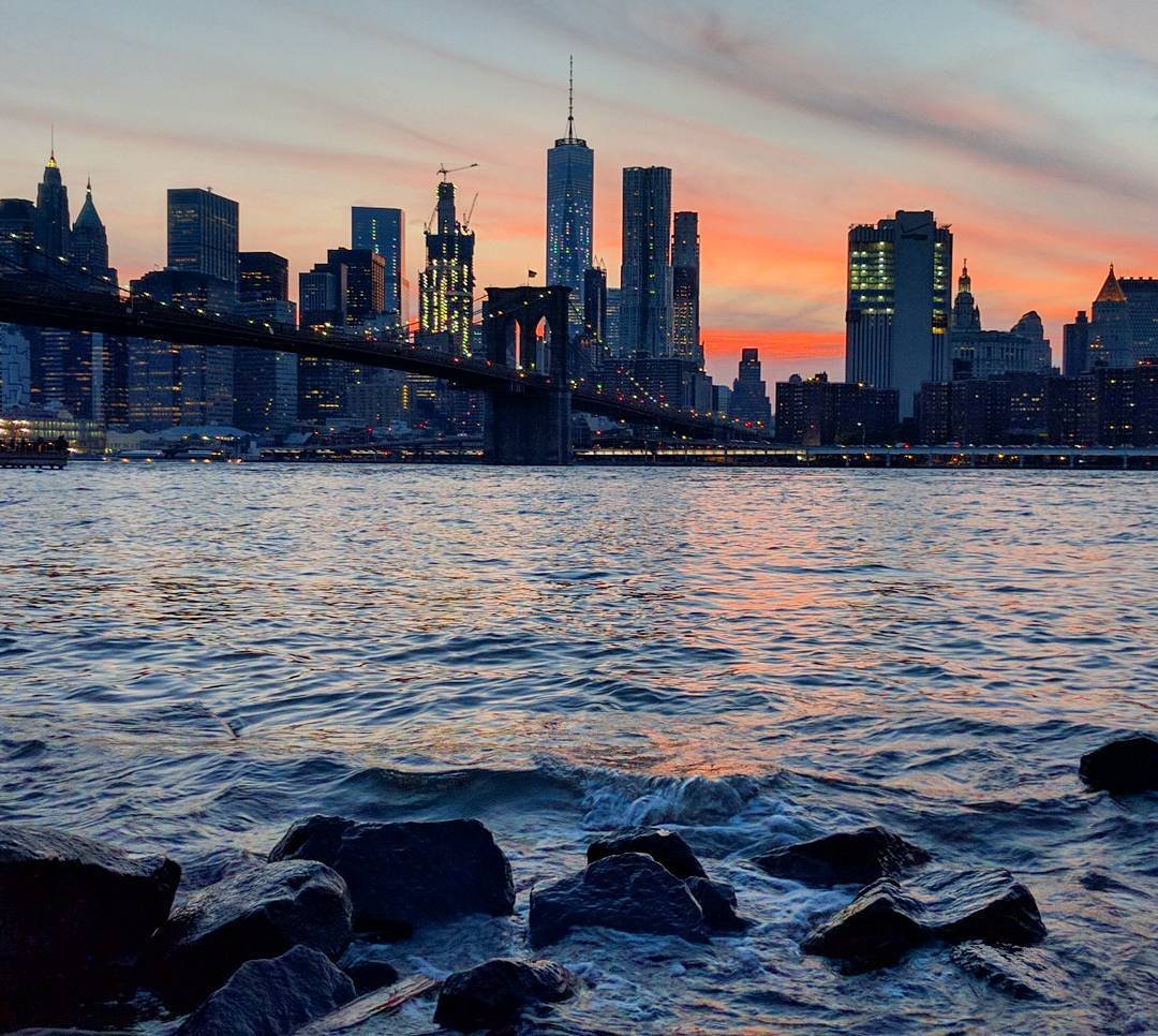 NYC Sunset Over the Brooklyn Bridge