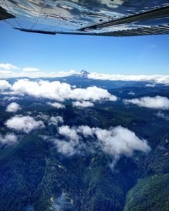 View of Mt Hood from a plane