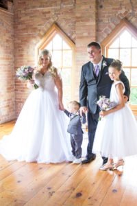 Bride and Groom with the flower girl and ring bearer