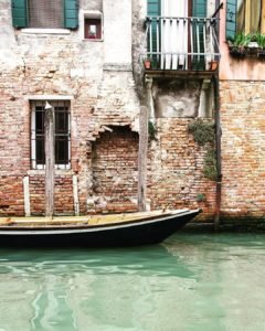 A Boat on the Canals in Venice, Italy